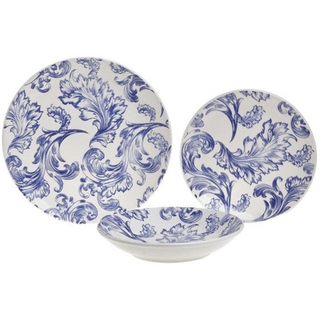 Πιάτα κεραμικά σετ 18 τεμαχίων λευκό-μπλε Click 6-60-070-0004