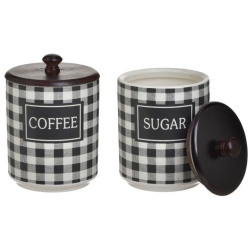 Βάζα αποθήκευσης σετ 2 τεμαχίων πορσελάνης λευκό-μαύρο 11x16εκ Click 6-60-690-0027