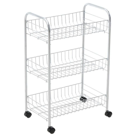 Μανάβης τρόλλεϋ μεταλλικός 3 θέσεων ασημί 40x62εκ Click 6-50-373-0001