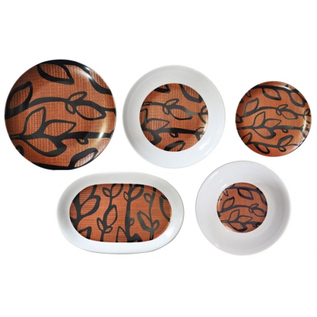 Πιάτα πορσελάνης σετ 20 τεμαχίων μπρονζέ-μαύρο ΝοΑ14 Aslanis Home 700011499201