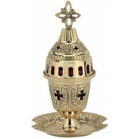 Καντήλι επιτραπέζιο μπρούτζινο χρυσό 21εκ Vappas 8652-B