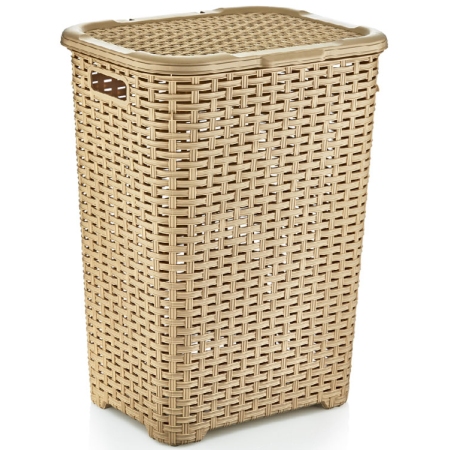 Καλάθι απλύτων πλαστικό   Rattan   μπεζ 45Lt Dunya ΔΕΣ63500-00