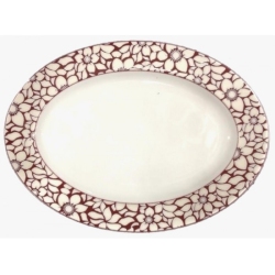 Πιατέλα οβάλ πορσελάνης κόκκινο-εκρού 37x26εκ AB 435
