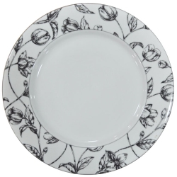 Πιάτο ρηχό πορσελάνης Black tulip λευκό-μαύρο 27x2εκ AB 661