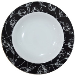 Πιάτο βαθύ πορσελάνης Black tulip λευκό-μαύρο 23.5x4εκ AB 661