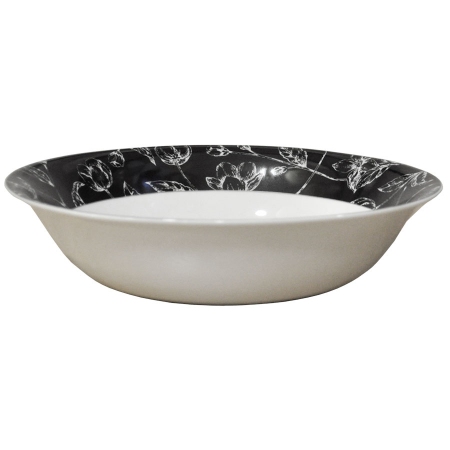 Σαλατιέρα πορσελάνης Black tulip λευκό-μαύρο 25.5x6.5εκ AB 661