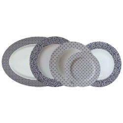 Πιάτα πορσελάνης σετ 20 τεμαχίων λευκό/μπλε AB 538