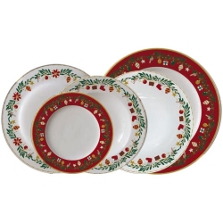 Πιάτα πορσελάνης σετ 20 τεμαχίων Xmas λευκό-κόκκινο AB 1257