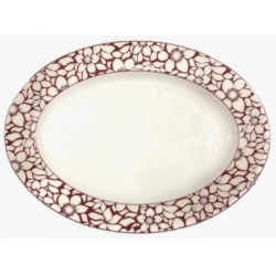 Πιατέλα οβάλ πορσελάνης κόκκινο-εκρού 31x22εκ AB 435