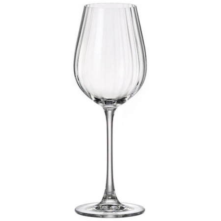 Ποτήρια κρασιού σετ 6 τεμαχίων κρυστάλλινα διάφανο Columba Optic 400cc Bohemia 0803527