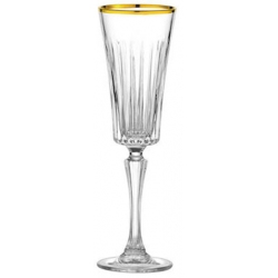 Ποτήρια σαμπάνιας σετ 6 τεμαχίων κρυστάλλινα Timeless διάφανο-χρυσό 210cc RCR 0803574