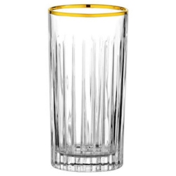 Ποτήρια σωλήνα σετ 6 τεμαχίων κρυστάλλινα Timeless διάφανο-χρυσό 440cc RCR 0803577