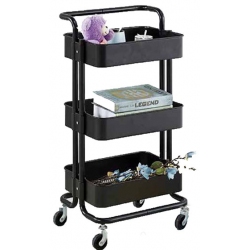 Μανάβης τρόλλεϋ μεταλλικός 3 θέσεων μαύρος 43x36x87εκ Newest 001