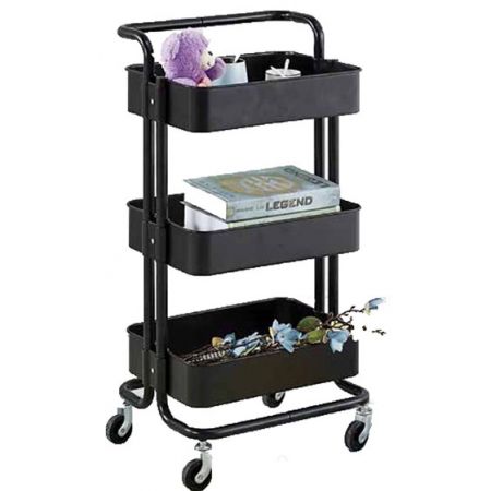 Μανάβης τρόλλεϋ μεταλλικός 3 θέσεων μαύρος 43x36x87εκ Newest 001