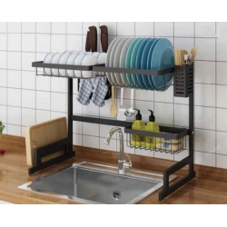 Πιατοθήκη νεροχύτη μεταλλική μαύρη 65x31.5x52εκ Newest B-65