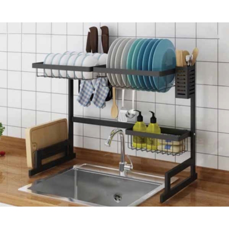 Πιατοθήκη νεροχύτη μεταλλική μαύρη 65x31.5x52εκ Newest B-65