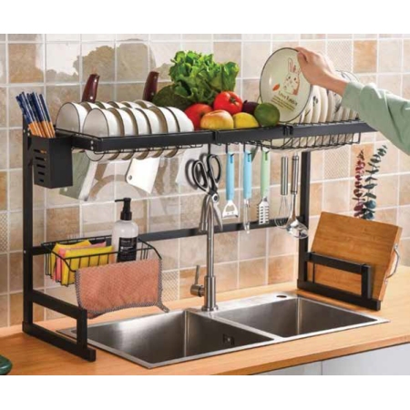 Πιατοθήκη νεροχύτη μεταλλική μαύρη 85x31.5x52εκ B-85