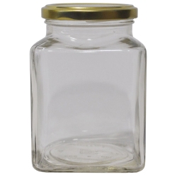 Βάζο τροφίμων τετράγωνο με μεταλλικό καπάκι 580ml