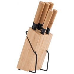 Μαχαίρια κουζίνας ανοξείδωτα σετ 5 τεμαχίων σε βάση Bamboo essentials Estia 01-12854