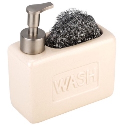 Dispenser με θήκη για σφουγγάρι κεραμικό Allure εκρού 14x6.5x16εκ Estia 01-24932