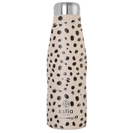 Μπουκάλι θερμός ανοξείδωτο 18/8 Leopard taupe 500ml 7x22.5εκ Estia 01-16630