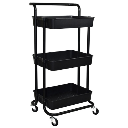 Μανάβης τρόλλεϋ μεταλλικός 3 θέσεων μαύρος 43x36x86εκ Estia 01-8635