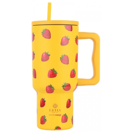 Straw tumbler XL θερμός ανοξείδωτο 18/8 Berry bright 900ml Estia 01-32029
