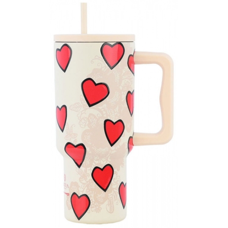 Straw tumbler XL θερμός ανοξείδωτο 18/8 Tender lace 900ml Estia 01-32074 Straw tumbler XL θερμός ανοξείδωτο 18/8 Tender lace 900ml Estia 01-32074