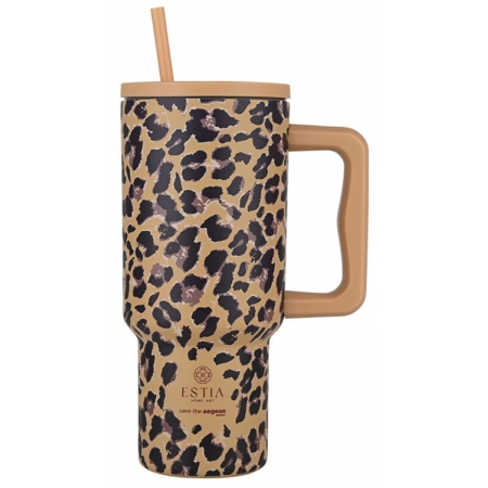 Straw tumbler XL θερμός ανοξείδωτο 18/8 Spotted prowl 900ml Estia 01-34849 Straw tumbler XL θερμός ανοξείδωτο 18/8 Spotted prowl 900ml Estia 01-34849