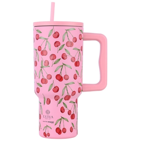 Straw tumbler XL θερμός ανοξείδωτο 18/8 Cherry rose 900ml Estia 01-32081