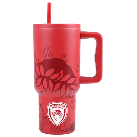 Straw tumbler XL θερμός ανοξείδωτο 18/8 Olympiacos B.C. 900ml Estia 01-35969