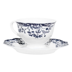 Φλυτζάνι καφέ πορσελάνης Reverie blue λευκό-μπλε 90cc Estia 07-38823