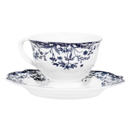 Φλυτζάνι καφέ πορσελάνης Reverie blue λευκό-μπλε 90cc Estia 07-38823