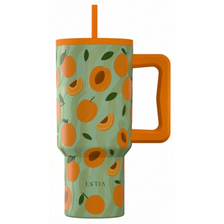 Straw tumbler XL θερμός ανοξείδωτο 18/8 Peach garden 900ml Estia 01-41632