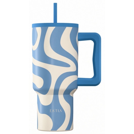 Straw tumbler XL θερμός ανοξείδωτο 18/8 Ocean waves 900ml Estia 01-41571
