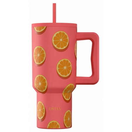Straw tumbler XL θερμός ανοξείδωτο 18/8 Orange pop 900ml Estia 01-41595