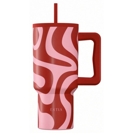 Straw tumbler XL θερμός ανοξείδωτο 18/8 Coral waves 900ml Estia 01-41588