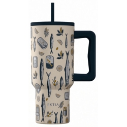 Straw tumbler XL θερμός ανοξείδωτο 18/8 Salt life 900ml Estia 01-41557