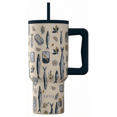 Straw tumbler XL θερμός ανοξείδωτο 18/8 Salt life 900ml Estia 01-41557