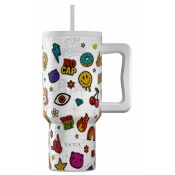 Straw tumbler XL θερμός ανοξείδωτο 18/8 Urban vibes 900ml Estia 01-41540
