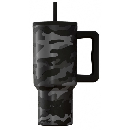 Straw tumbler XL θερμός ανοξείδωτο 18/8 Dark camo 900ml Estia 01-46163