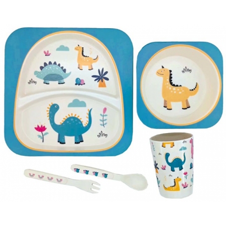 Σετ πρωινού παιδικό μπαμπού 5 τεμαχίων Δεινόσαυρος Δωρόσημο 15850