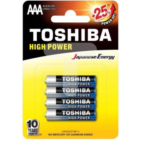 Μπαταρίες αλκαλικές 4 τεμάχια AAA/1,5V LR03 High power Toshiba 720002