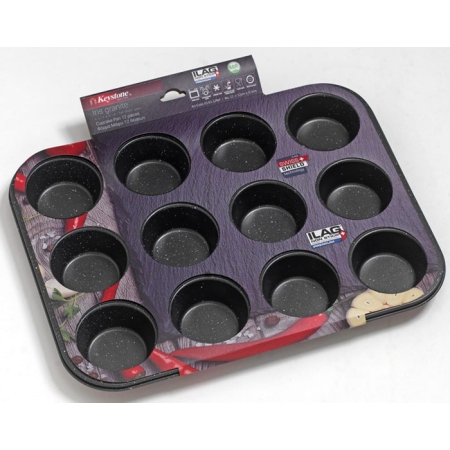 Φόρμα muffin αντικολλητική Iris Granite 12 θέσεων No28 39.5x29x3εκ Keystone 03.62.12