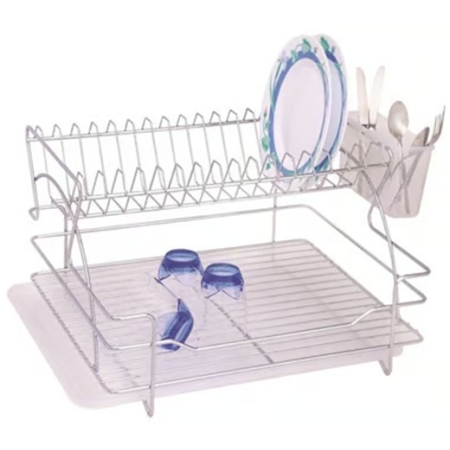 Πιατοθήκη 2όροφη μεταλλική ασημί 45x37x25εκ Ece Metal 40281