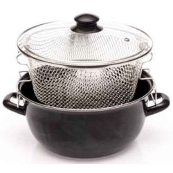 Φριτέζα εμαγιέ με γυάλινο καπάκι 24εκ Homestyle 667824