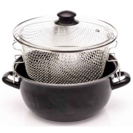 Φριτέζα εμαγιέ με γυάλινο καπάκι 24εκ Homestyle 667824