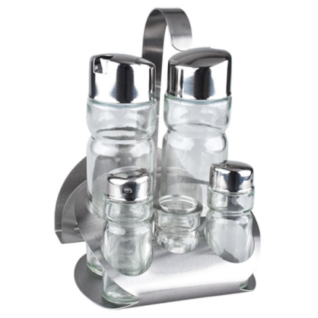 Σετ αλατοπίπερο+λαδόξυδο ανοξείδωτο-γυάλινο ασημί Ectia 735677