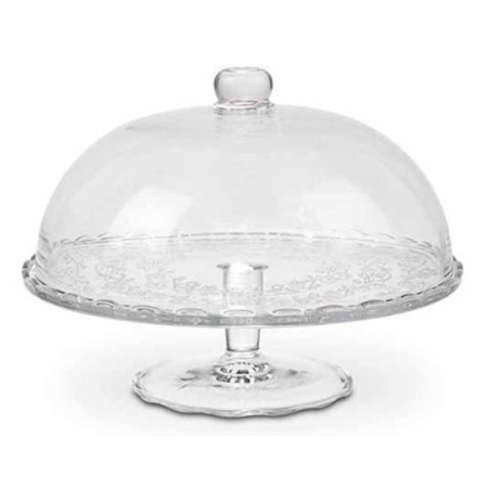 Τουρτιέρα γυάλινη με πόδι και καπάκι διάφανο 29x21εκ Homestyle JXDGP-29