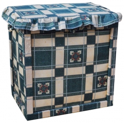 Κουτί αποθήκευσης υφασμάτινο πράσινο-μπεζ 30x21x34εκ Sinialo SIN-002